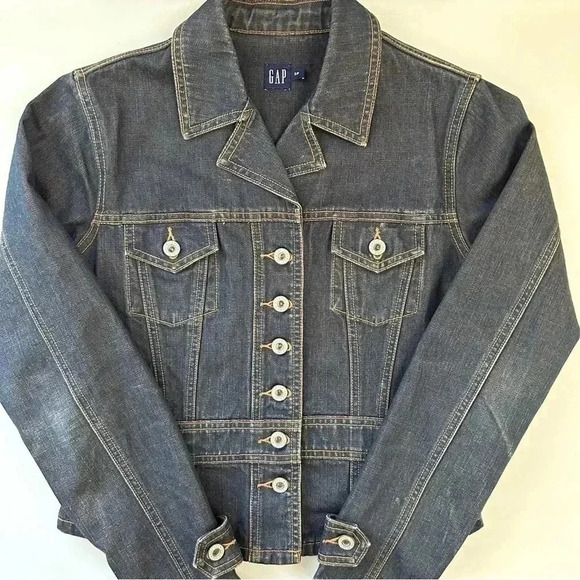 Vintage GAP  2001 Y2K Jean Jacket Dark Wash Blue Denim Size Small - Picture 15 of 15